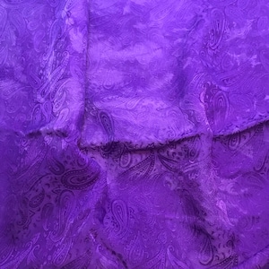 Hand Dyed Violet Purple PAISLEY - Silk Jacquard Fabric - 44&quot; wide