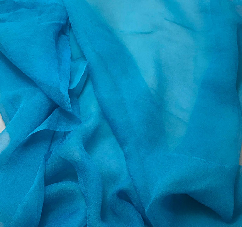 Silk Gauze Chiffon Hand Dyed Turquoise Blue 1 Yard | Etsy