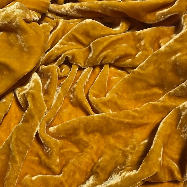 GOLD Hand Dyed Silk Velvet Fabric