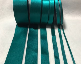 Peacock Teal Double Sided Satin Ribbon - Made in France (6 Widths to choose from)