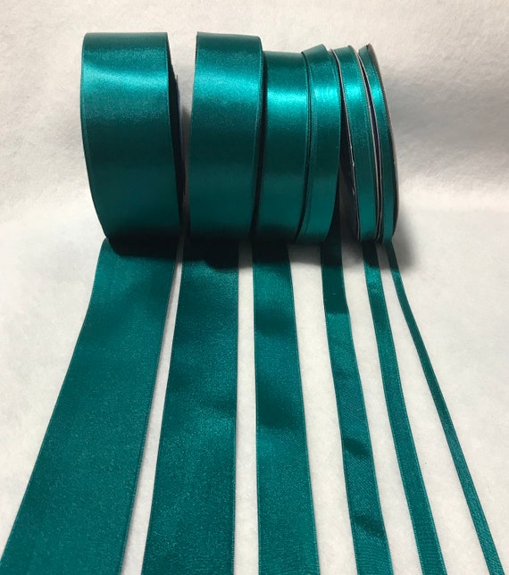 peacock none - Peacock Teal Double Sided Satin Ribbon - Made in France (6 Widths to choose from)