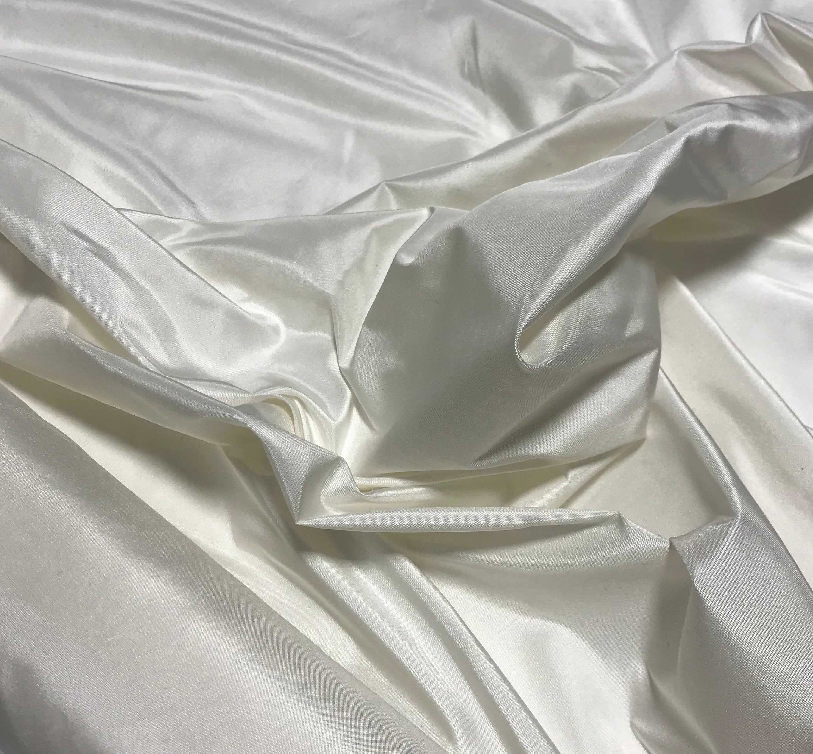 WHITE - Silk Taffeta Fabric