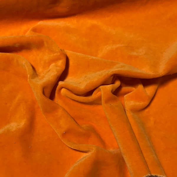 Hand Dyed Tangerine Orange - Cotton Velveteen Fabric