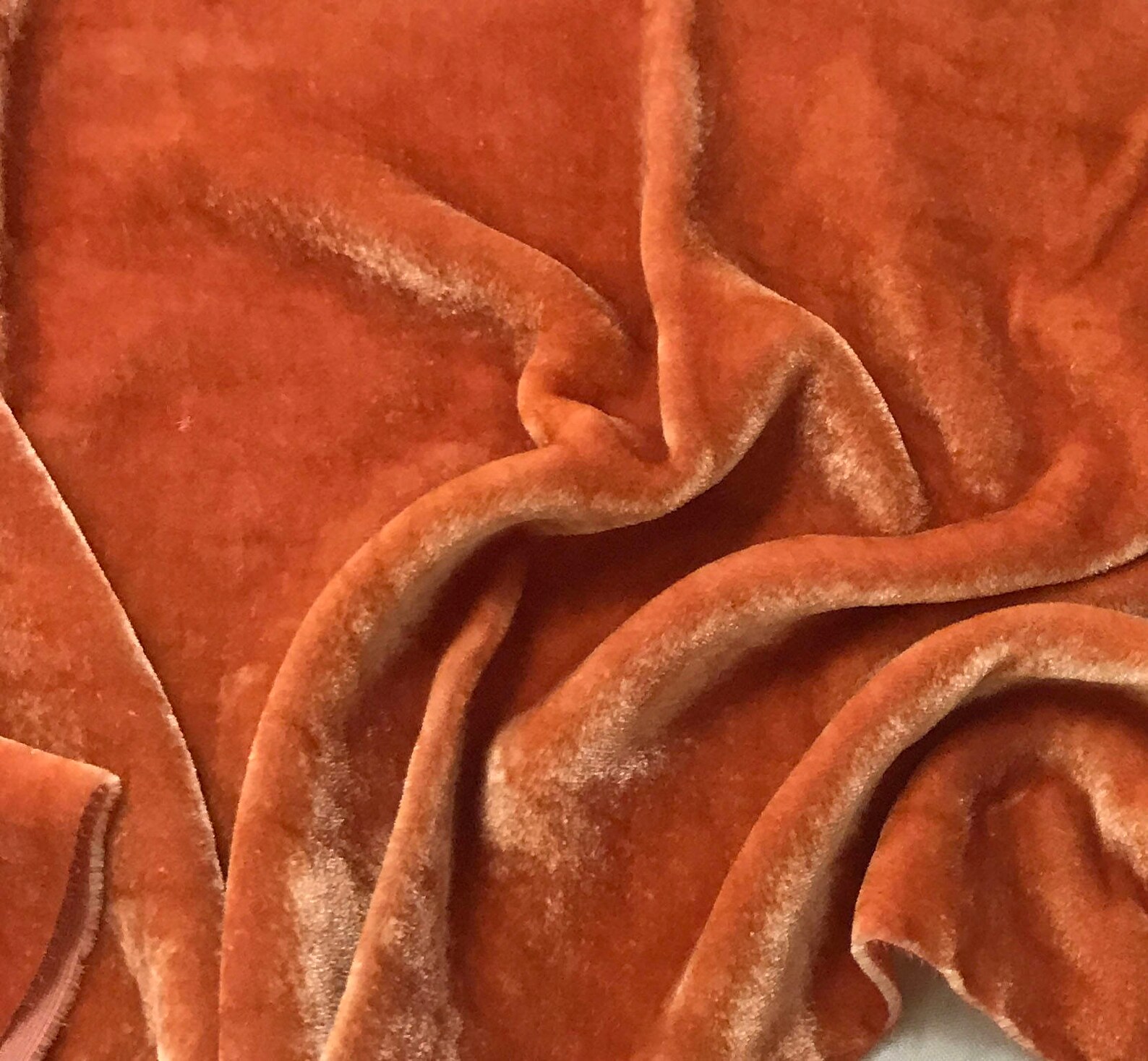 Red Cinnamon HAND DYED Silk Velvet Fabric 1/4 Yard Etsy