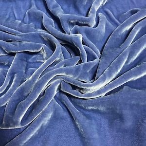PERIWINKLE BLUE Hand Dyed Silk Velvet Fabric