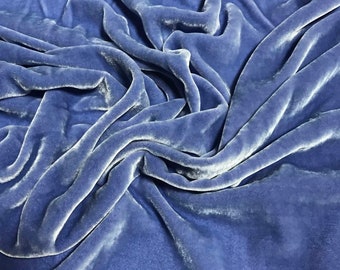 PERIWINKLE BLUE Hand Dyed Silk Velvet Fabric