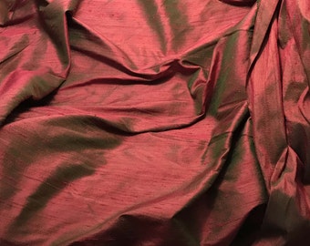 Christmas Red Green Silk DUPIONI Fabric - 54" wide