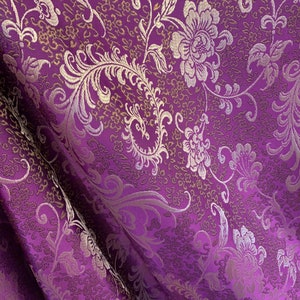 Royal Purple/Gold Silk Brocade JV-1522 Fabric