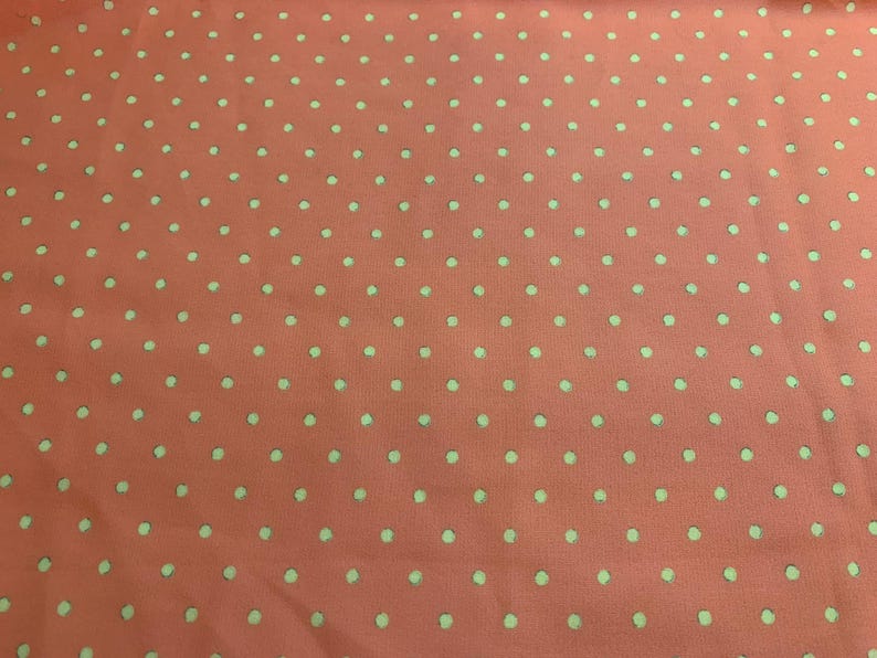 Remnant Sale 2 yards - Orange with Yellow Polka Dots Polyester Georgette Fabric image 3
