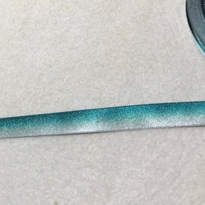 Teal & Silber Ombre Metallic doppelseitiges Satinband Trim Made in France 9/16 &quot;breit