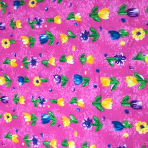 Printed Garden Pink with Flowers - Hoffman - Cotton Fabric