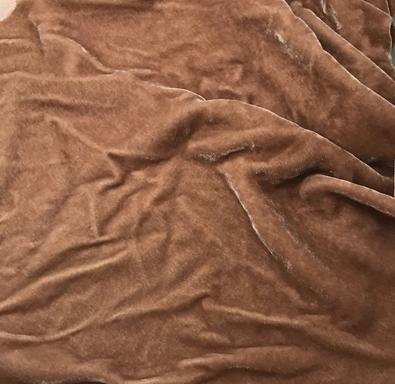 camel velvet fabric - CAMEL BROWN Hand Dyed Silk Velvet Fabric