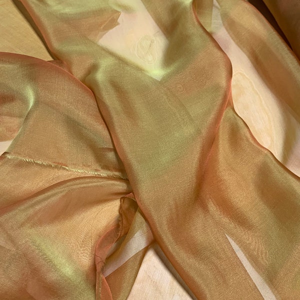 Reddish Gold - Iridescent Silk Chiffon Fabric