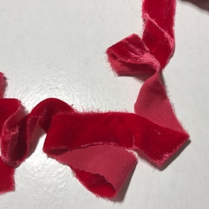 Hand Dyed Poinsettia Red Silk Velvet Ribbon ( 4 Widths to choose from)