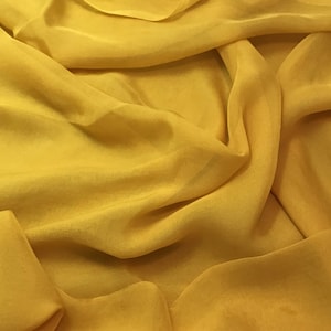 Hand Dyed HONEY MUSTARD YELLOW Soft Silk Organza Fabric - 54" wide