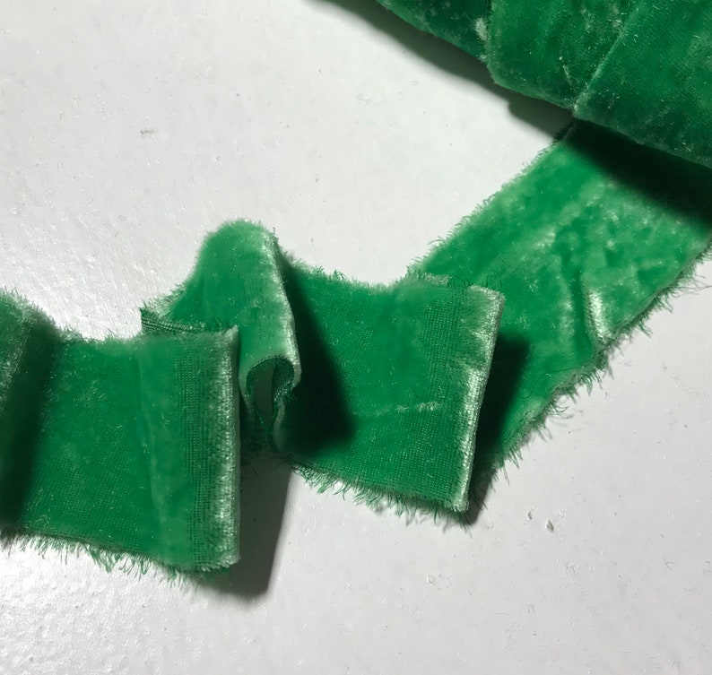 Hand Dyed Bright Kelly Green Silk Velvet Ribbon 4 Widths to Etsy