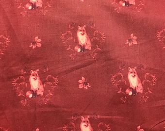 Fábulas Fox Damasco Rojo - Tejido de Algodón Camelot
