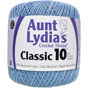 Jassen Tante Lydia&#39;s gehaakte katoenen draad klassiek maat 10, Delfts blauw (154-480) 350 Yards