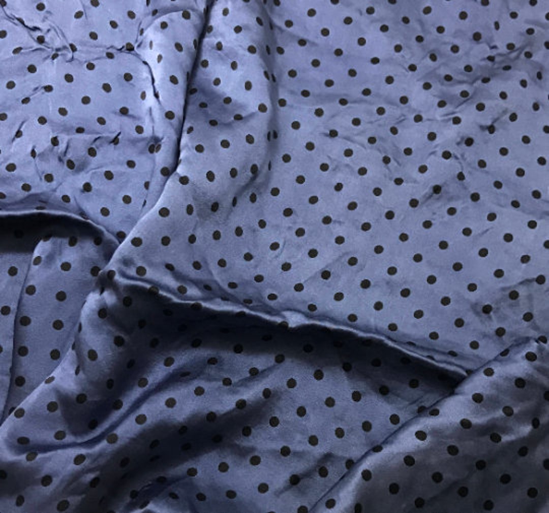 Hand Dyed Silk CHARMEUSE Fabric Denim Blue & Black Small Polka Dots - Etsy