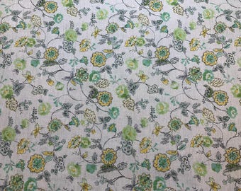 Yellow & Green Floral - Cosmo Japan Cotton/ Linen Sheeting Fabric