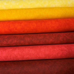 Red Orange Yellow Tonal Blender Set of 6 Colors - Cloud 9 Cotton Fabric