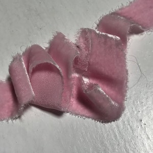 Hand Dyed Baby Pink Silk Velvet Ribbon ( 4 Widths to choose from)