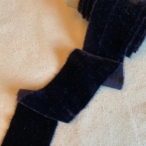 Hand Dyed Midnight Blue Silk Velvet Ribbon ( 4 Widths to choose from)