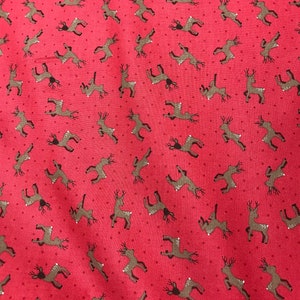 Small Things Reindeer on Christmas Red - Lewis & Irene Cotton Fabric