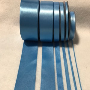 Sky Blue Double Sided Satin Ribbon - Made in France (7 Widths to choose from)