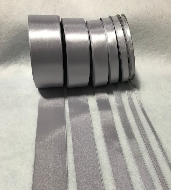 silver none - Silver Double Sided Satin Ribbon - Made in France (6 Widths to choose from)