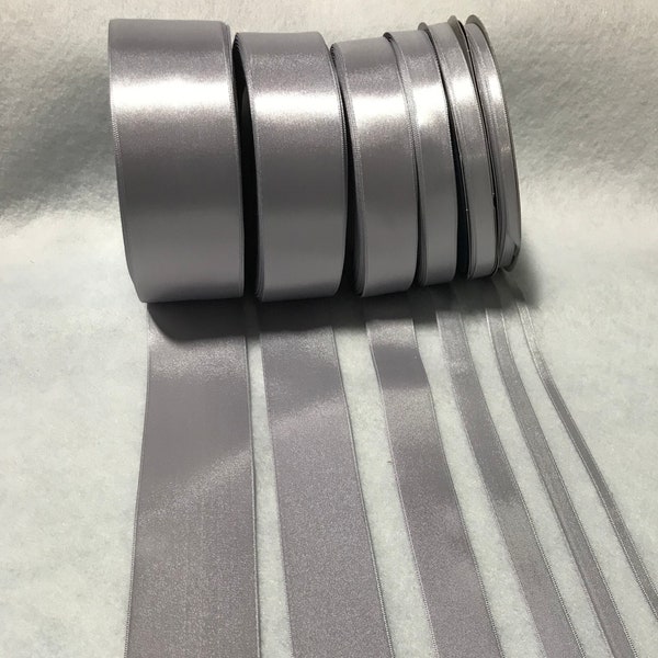 Silver Double Sided Satin Ribbon - Made in France (6 Widths to choose from)