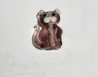 Handmade Lampwork Glass Bead - Transparent Purple Cat