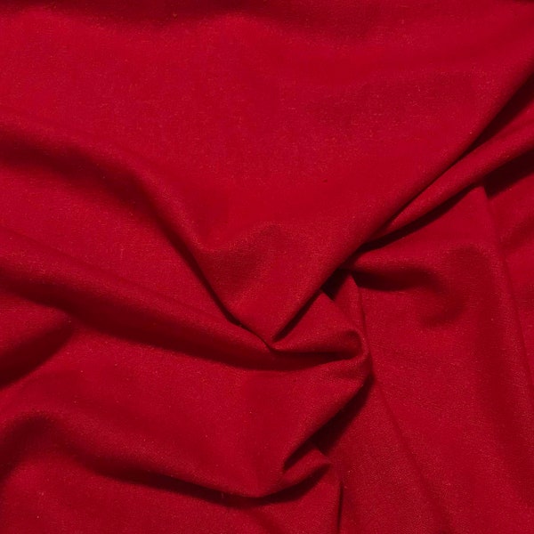 SCARLET RED Raw Silk NOIL Fabric
