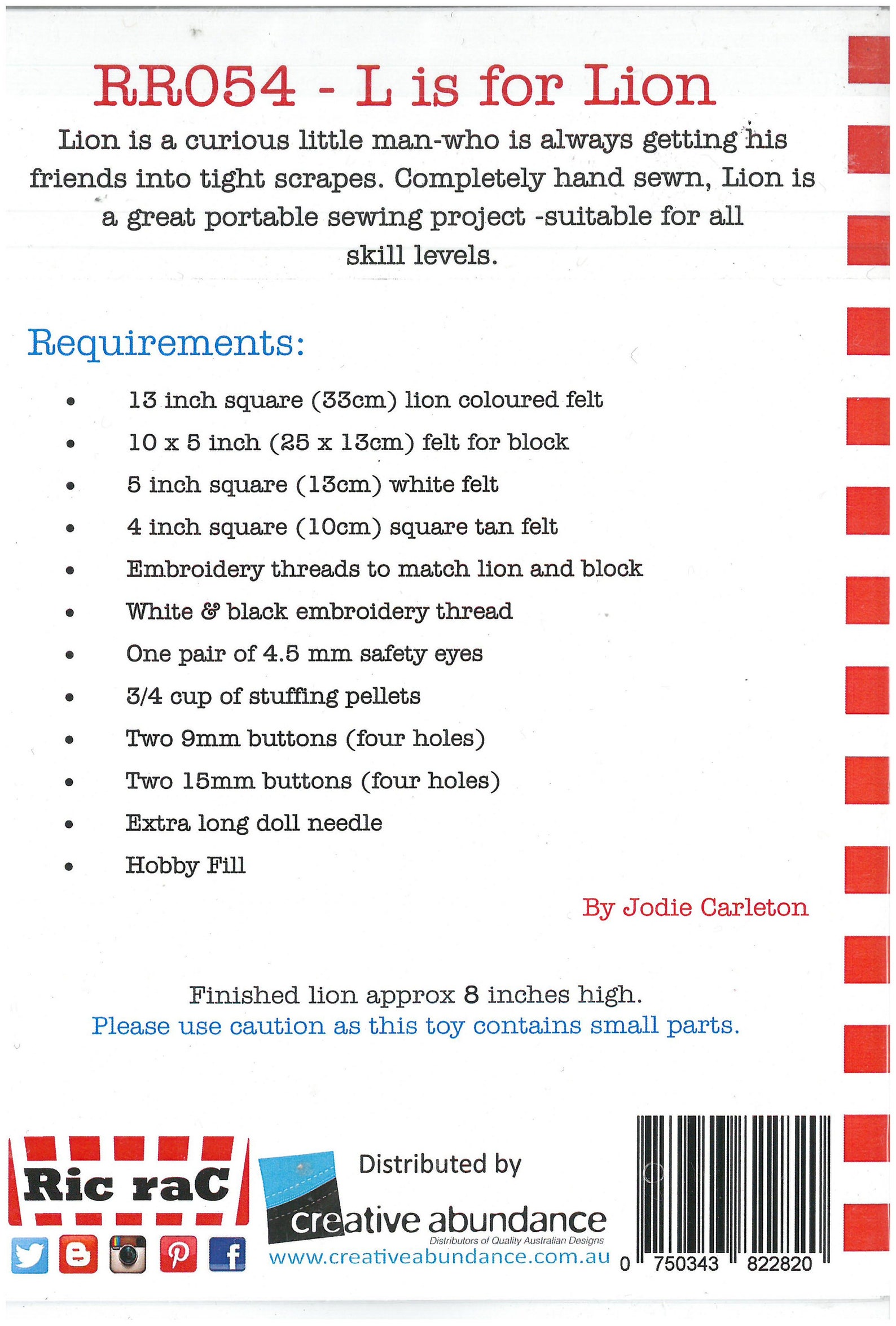 Felt Lion Pattern-ric Rac by Jodie Carleton - Etsy