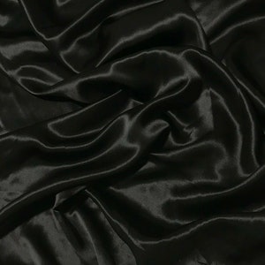 Black - Silk Charmeuse Fabric