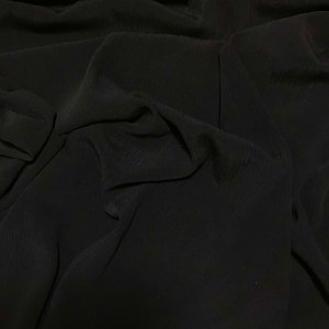 Black - Crinkle Silk Crepe Fabric