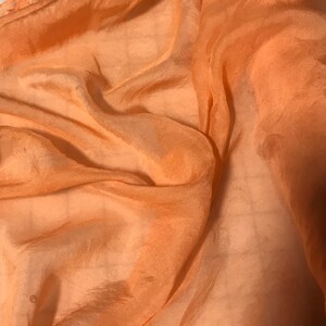 Hand Dyed Persimmon Orange - Soft Silk Organza Fabric