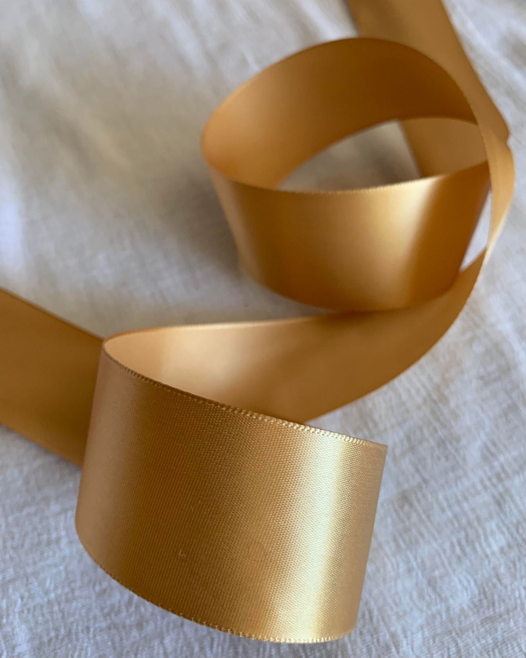 Gold Single Face 1 Sided Satin Ribbon - 1-7/16