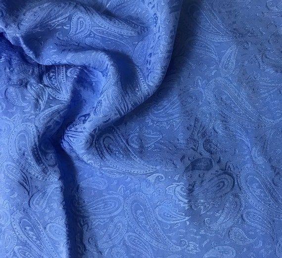 Handgefärbter Cornflower Blue Paisley Jacquard Seide Stoff