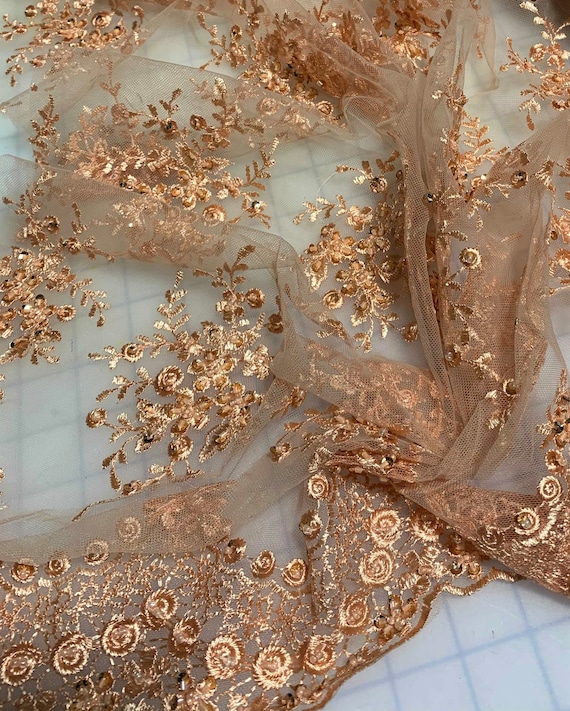 Rose gold lace fabric deals