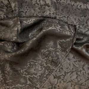 Charcoal Gray Baroque Scroll - 100% Silk Jacquard