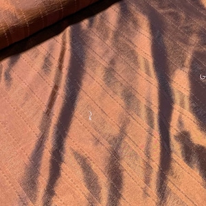 Orange Copper Stripe - Faux Silk Taffeta Fabric