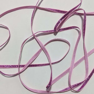 French VELVET Ribbon Lurex Metallic PINK 2 yards x 5mm 1/4 inch