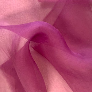 Hand Dyed DEEP LILAC - Silk Organza Fabric