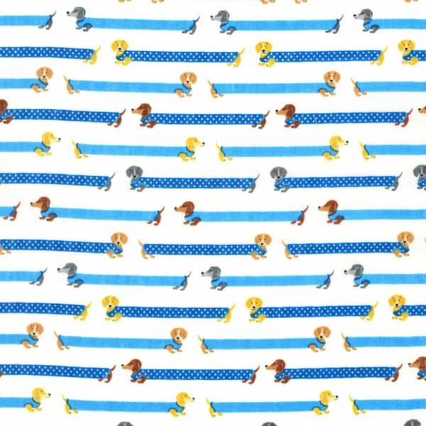 Hide-and-Seek Dachshund Dogs - Kokka Japan Cotton Double Gauze Fabric