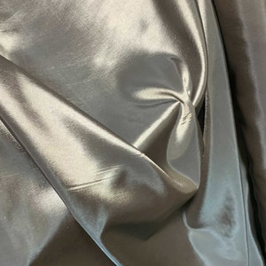 Iridescent Pewter Taupe - Faux Silk Taffeta Fabric