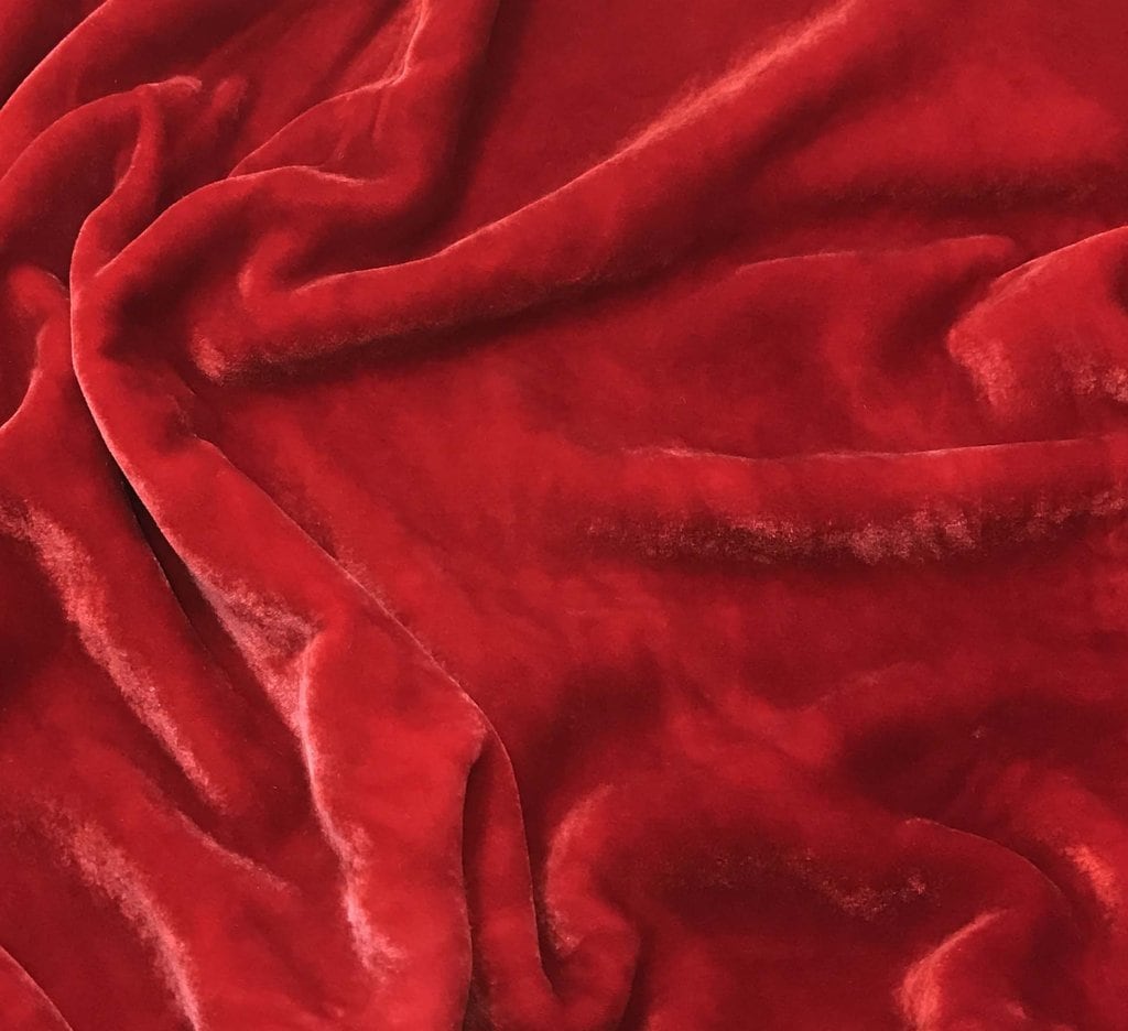 SCARLET RED Hand Dyed Silk Velvet Fabric Etsy