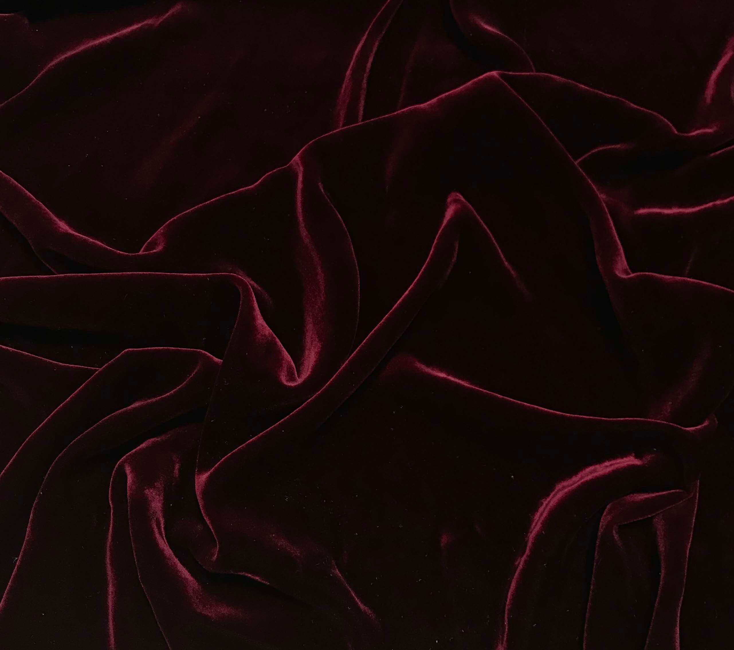 IRIDESCENT DEEP RED Silk Velvet Fabric Australia