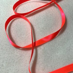 Neon Highlighter Pink Satin Ribbon 3/8&quot; wide Made in France