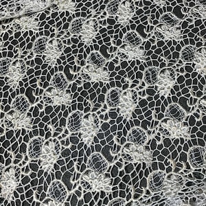 Ivory & Metallic Gold Fan Floral LACE Fabric